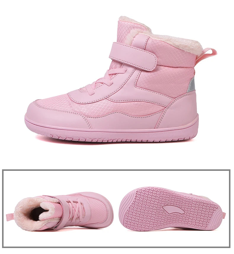 Kinderen brede neus blotevoeten sneeuwlaarzen comfortabele warme stijlvolle winter minimalistische sneakers voor jongens en meisjes, perfect voor peuters tot grote kinderen