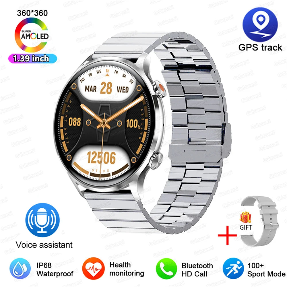 2025 New Smartwatch Women AMOLED HD Screen Always On Display Bluetooth Call IP68 Waterproof GPS Smart Men Watch - Compatible with Android IOS