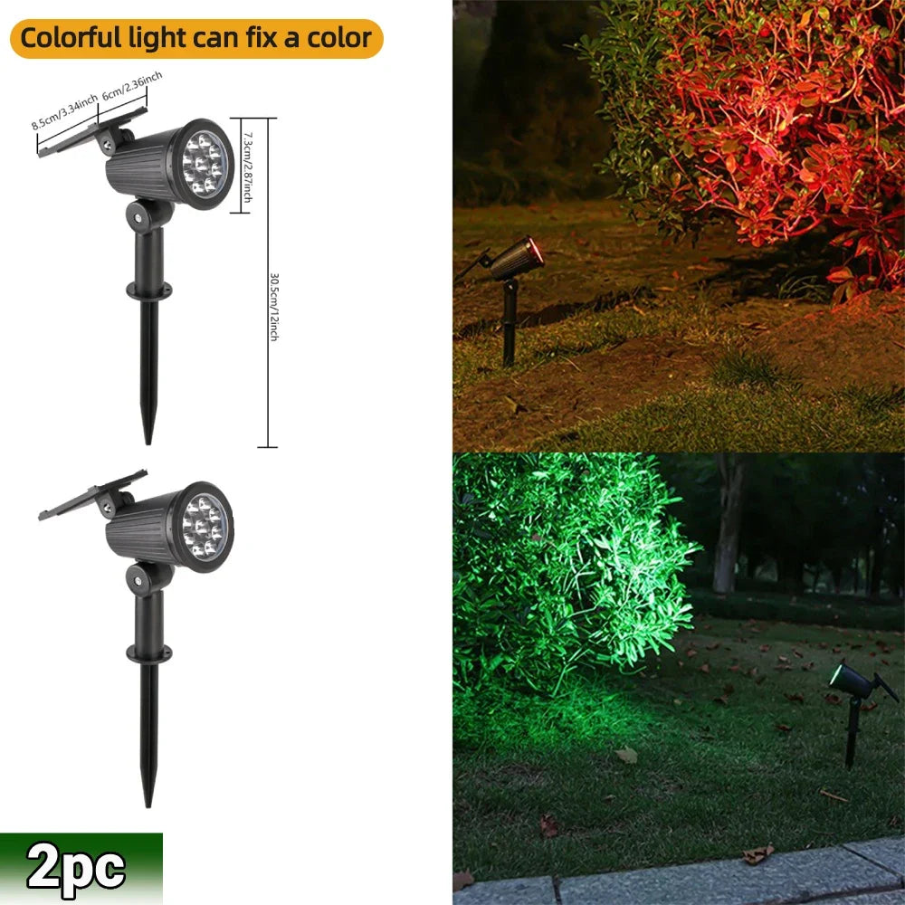 9 LED-zonnespots IP65 waterdicht, RGB-zonne-landschapsverlichting voor buiten, helderheid instelbaar, geschikt voor palmbomen in de tuin