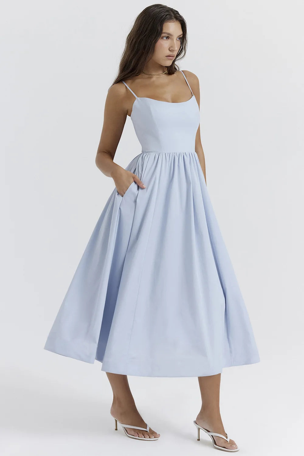 Chic Elegant Party Dresses for Women Solid Spaghetti Strap Sleeveless Long Dress Holiday Beach Sundress Robe Femme Été