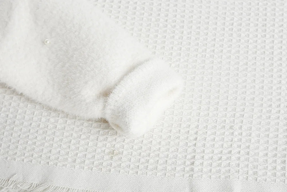 New Autumn Baby Knitwear Cute Girls Bow Bead Children's Sweater Thin Kids Clothes 9M-5T Girls