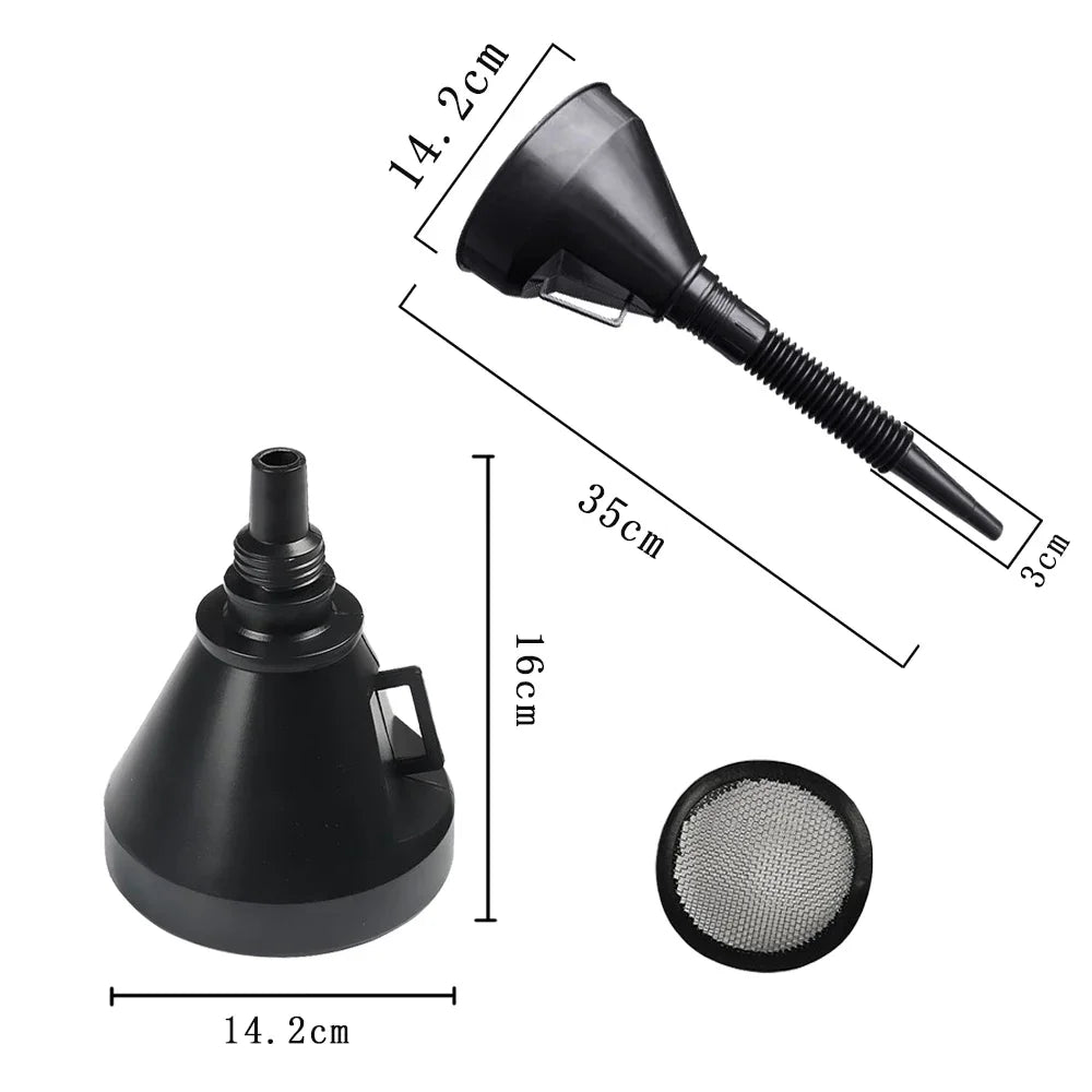 Engine Refueling Funnel with Filter for Car Motorcycle Truck Oil Gasoline Filling Strainer Extension Pipe Hose Funnels Tool
