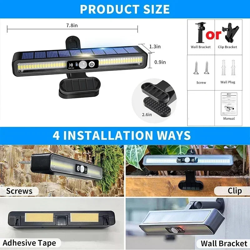 New Clip On Solar Motion Lights Outdoor Waterproof,Solar Fence Lights Outside with 36 LED Portable Solar Powered Security Light