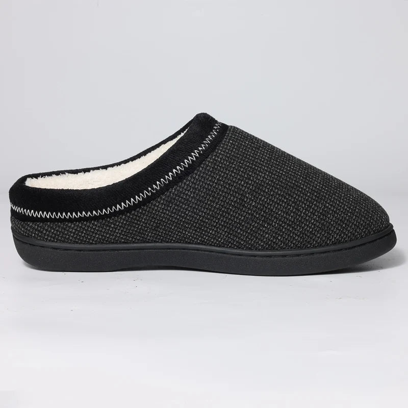 Men's Winter Warm Cotton Shoes Soft Memory Foam Casual Indoor Flat Slides Short Plush Male Fluffy Home Slippers