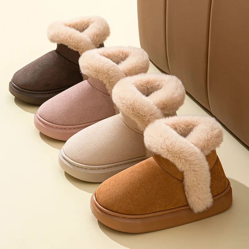 Women's Winter Warm Furry Snow Boots With Soft Plush Cosy Cotton Soft Bottom and Non-Slip Comfort Suitable For Home and Outdoor Use Ladies Shoes