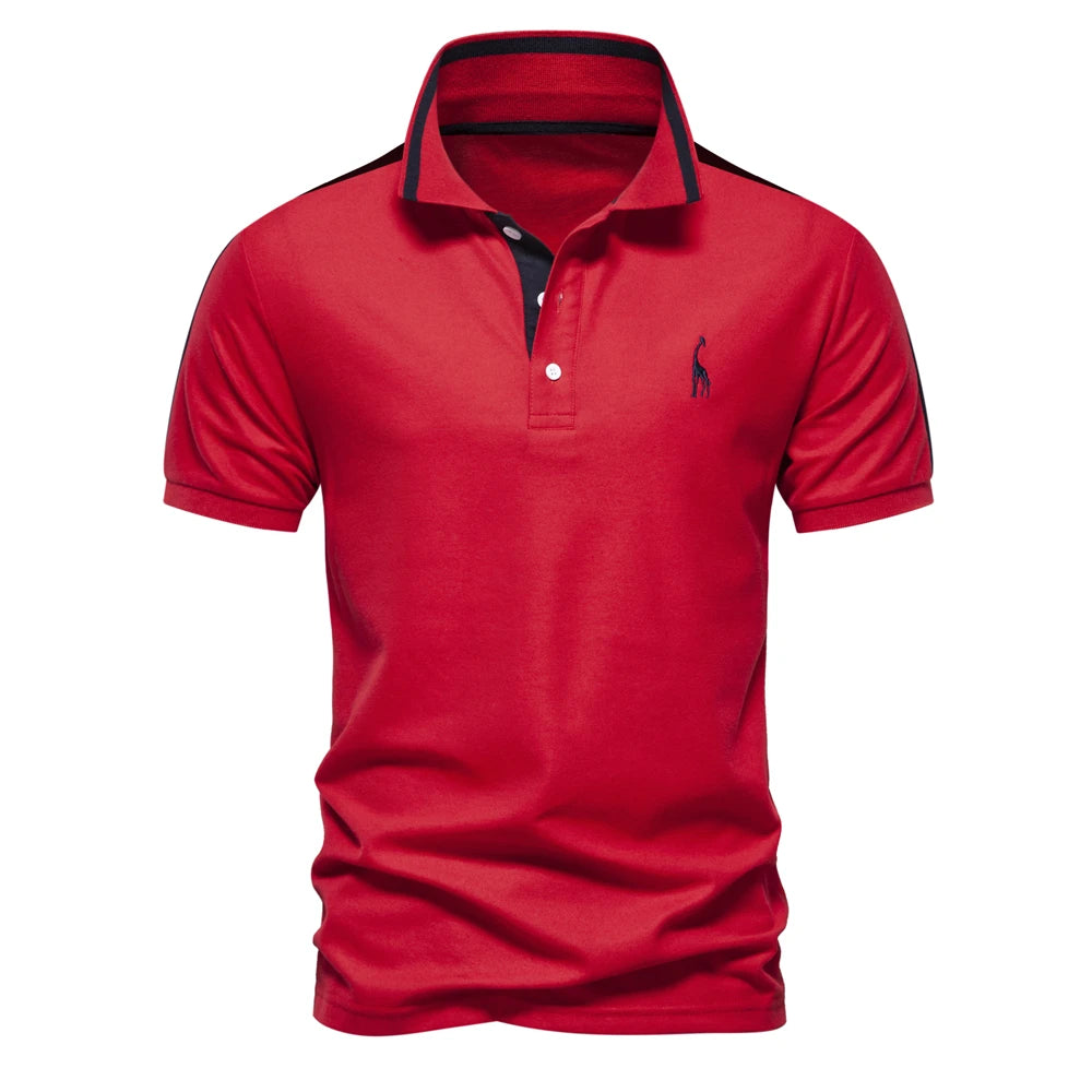 Men's Cotton Polos Giraffe Embroidery Short Sleeve Polo Shirts for Men High Quality Brand Design Polos Men Clothing