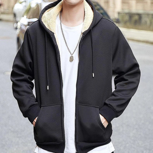 Herren Winterjacke mit Reißverschluss und Kapuze, warm, stylisch, winddicht, langer Mantel, klassische Parkas, lässige Herrenoberteile