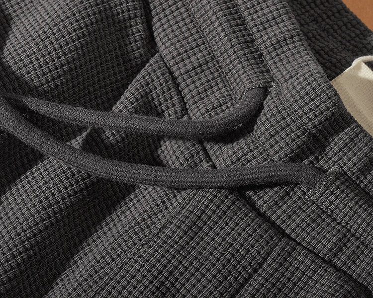 Herfst Amerikaanse eenvoudige wafel borduurwerk joggingbroek herenmode puur katoen losse elastische taille trekkoord sport casual broek