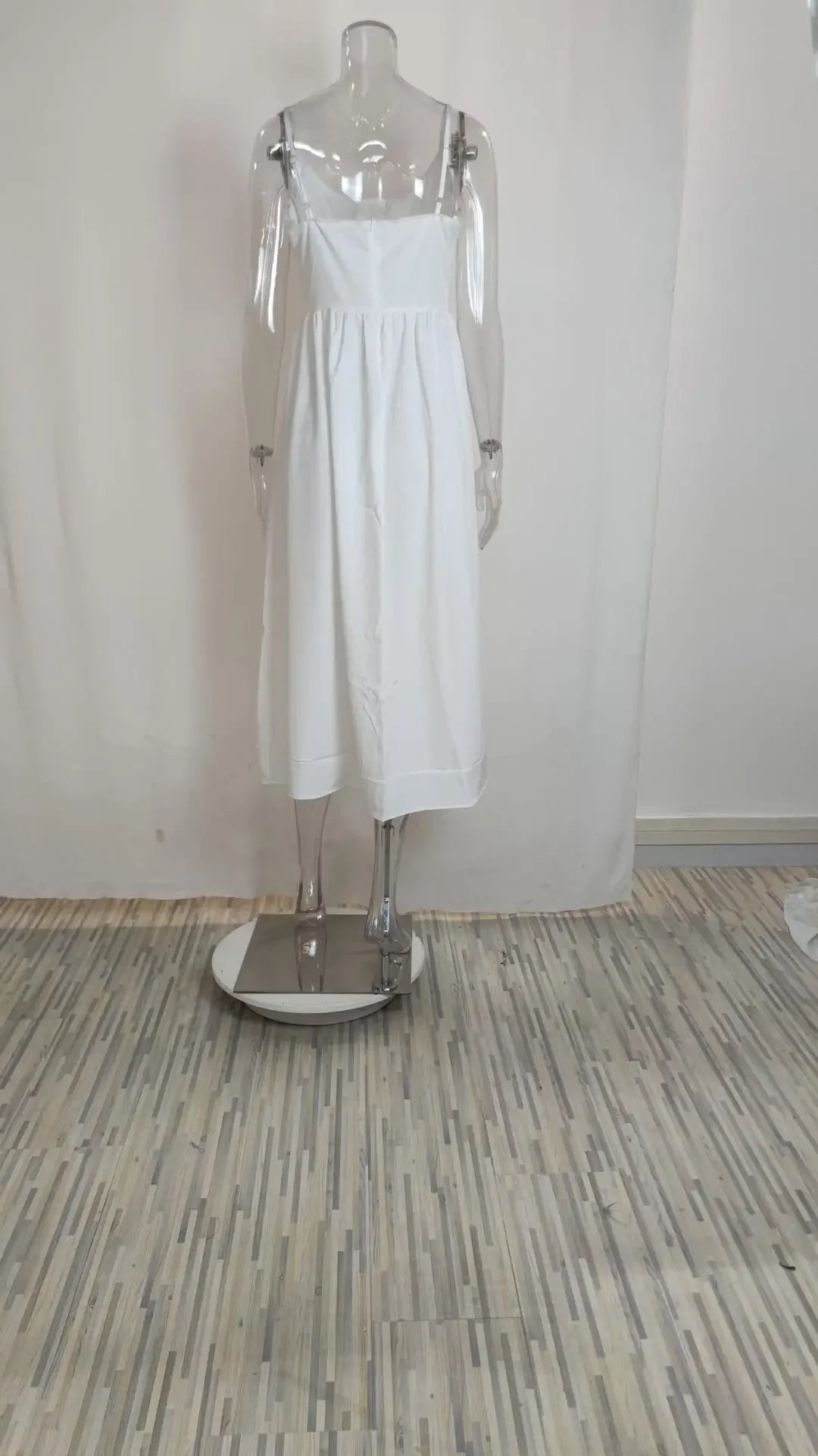 U-neck Summer Women's Dress Vintage Elegant Sleeveless Camisole Slim Pleated Sundress Loose Host A Performance Party Long Dress