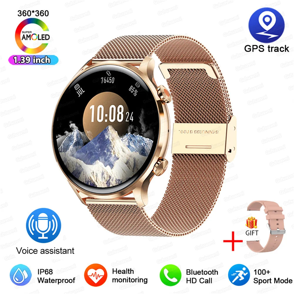 2025 New Smartwatch Women AMOLED HD Screen Always On Display Bluetooth Call IP68 Waterproof GPS Smart Men Watch - Compatible with Android IOS