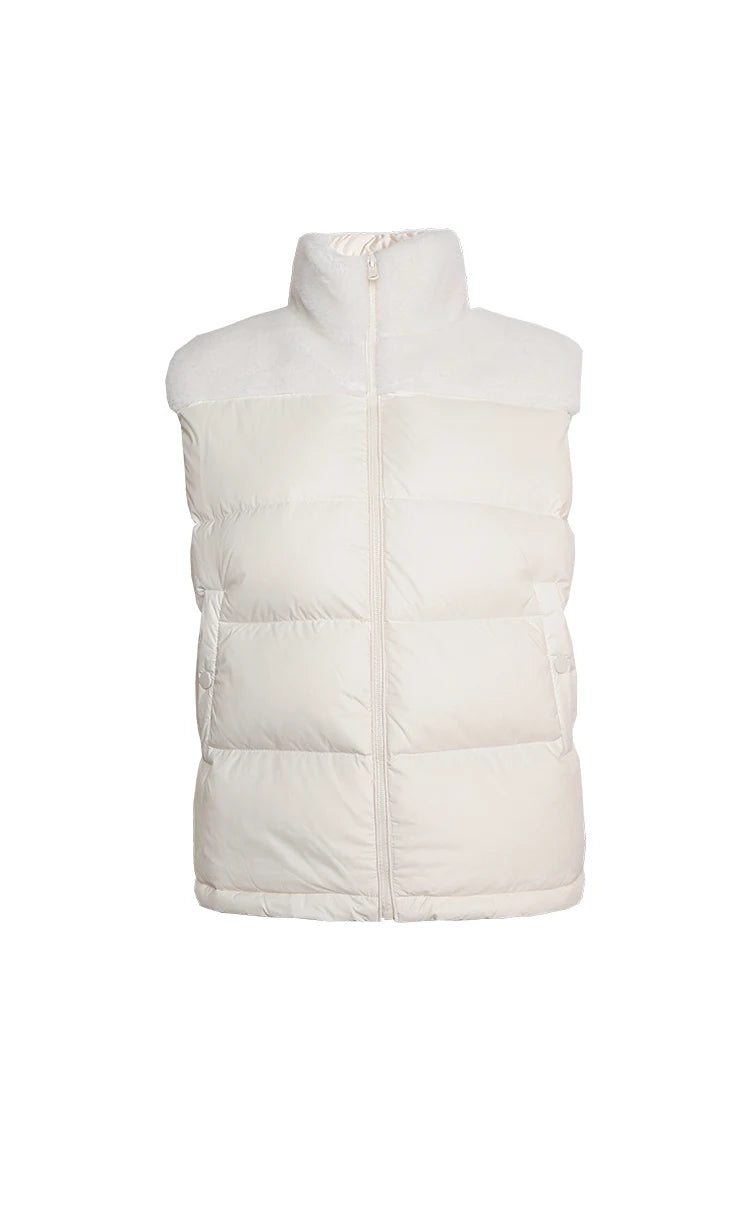 Women's High-Quality Woollen Luxury Jacket, Thick White Duck Down Vest Coats For Ladies