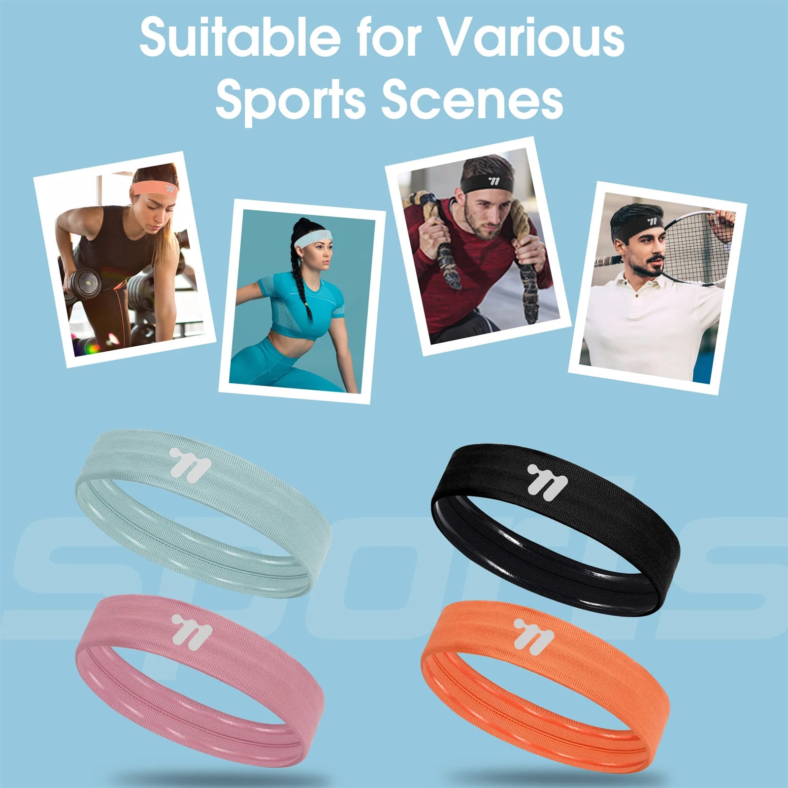 Sport Sweatband Moisture-Wicking Breathable Elastic Headband Fitness Gym Running Basketball Cycling Headscarf