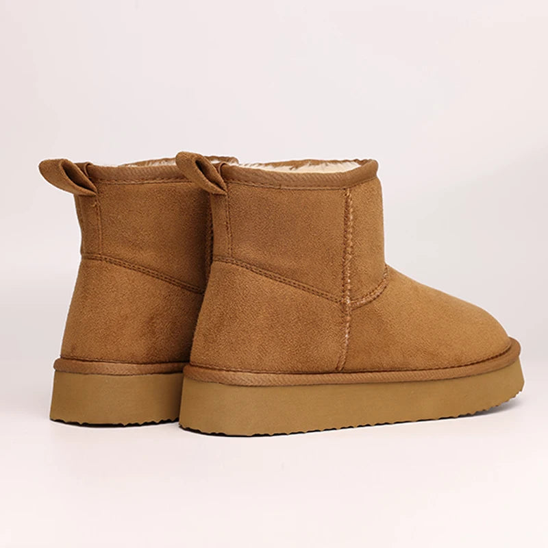 Women's Winter Classic Snow Boots Warm and Comfy Flat Furry Boots Outdoor and Indoor Non-Slip Fluffy Female Cotton Shoes