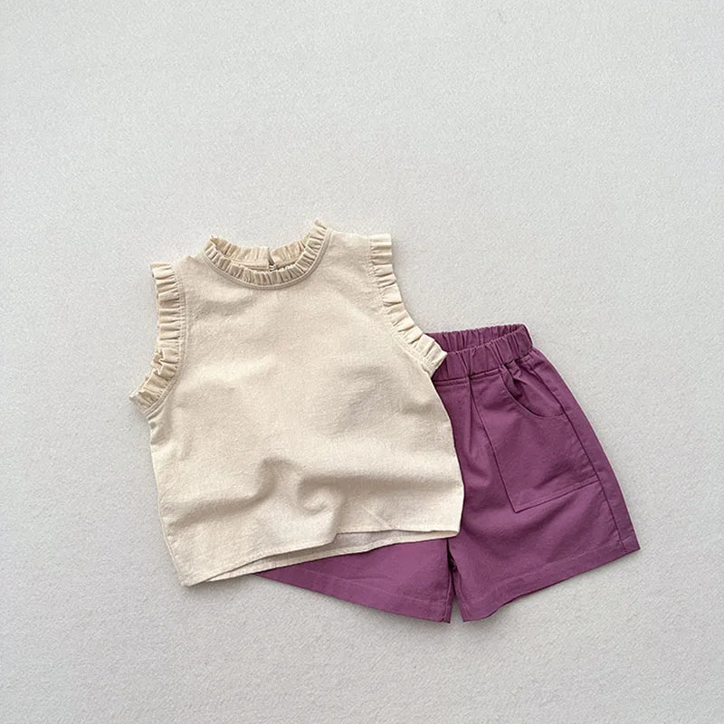 Summer Kids Vest Girls Boys Sweet Floral Sleeveless Tops Children Outwear Clothes 1-6T Unisex