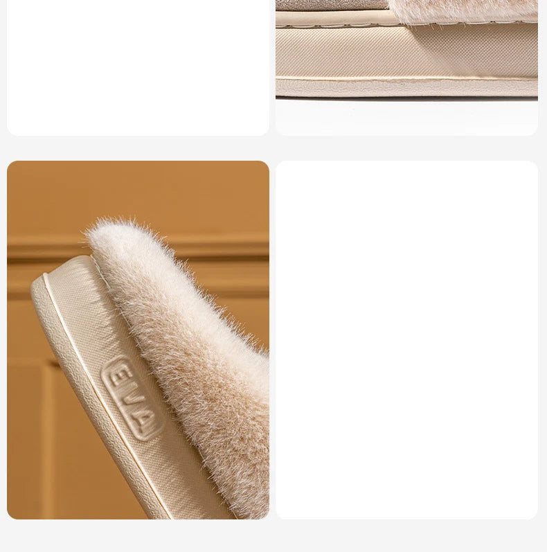 Women's Winter Warm Platform Cotton Plush Slippers Suitable As Fluffy House Footwear With Soft Sole Non-Slip Ladies' Shoe