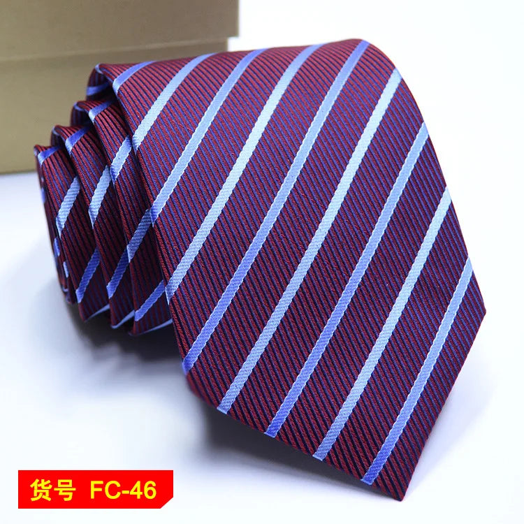 Men's Solid Color Stripe Floral Jacquard Necktie 7-8cm Width Fashionable Daily Wear Cravat for Wedding Party Gift