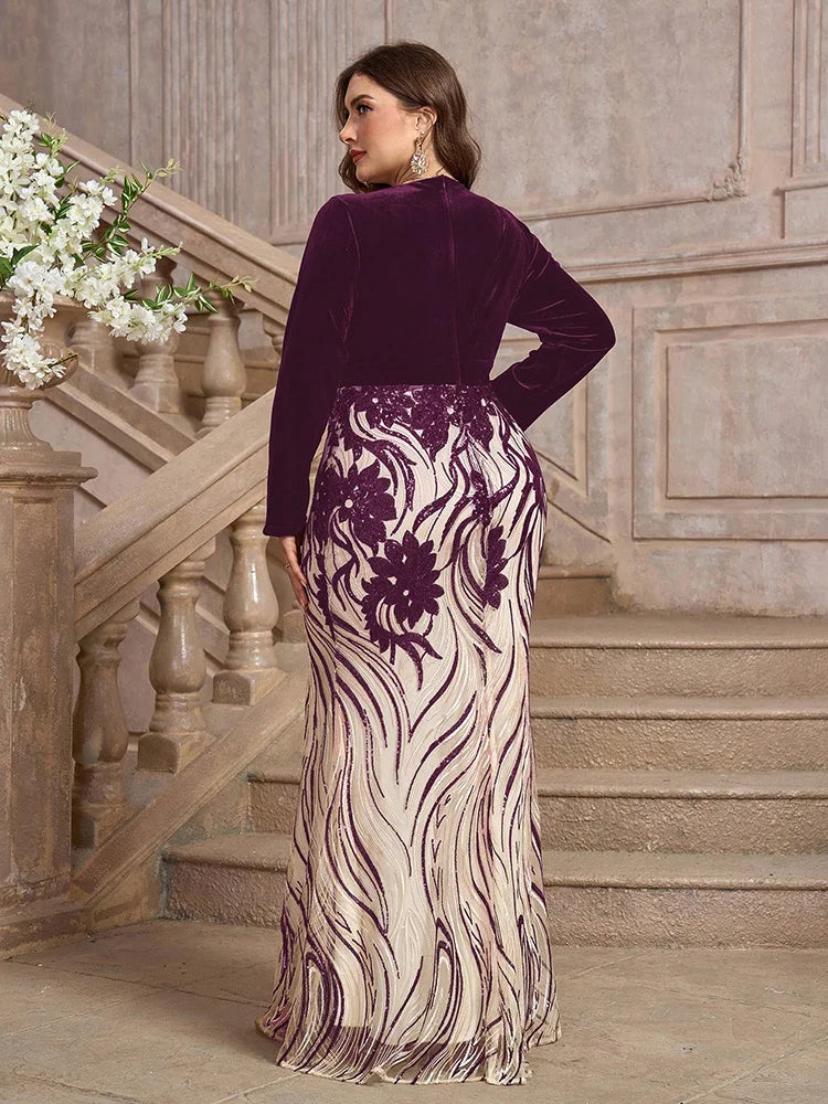 Women's Formal Evening Plus Size Gown (Embellished) New Autumn Winter Luxury Elegant Embroidery Party Maxi Dresses