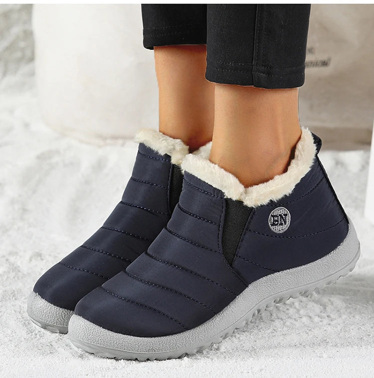 Men's Warm Fur Flat Shoes Waterproof Winter Slip-On Sneakers For Men