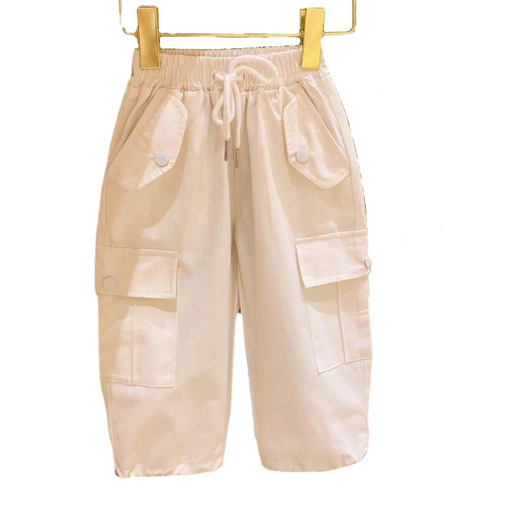 New Spring Autumn Cool Kids Girls Boys Cargo Pants Active Loose Sweat Trousers Children Outwear 0-7T Unisex