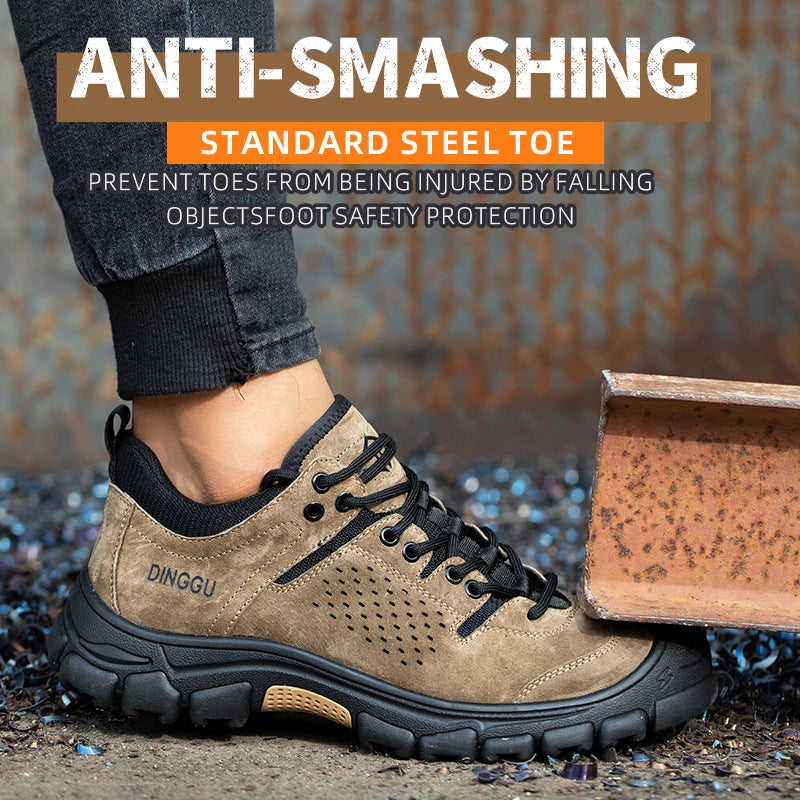 EOCENE Men’s Steel Toe Safety Work Shoes – Lightweight Anti-Smash & Puncture-Resistant Industrial Sneakers