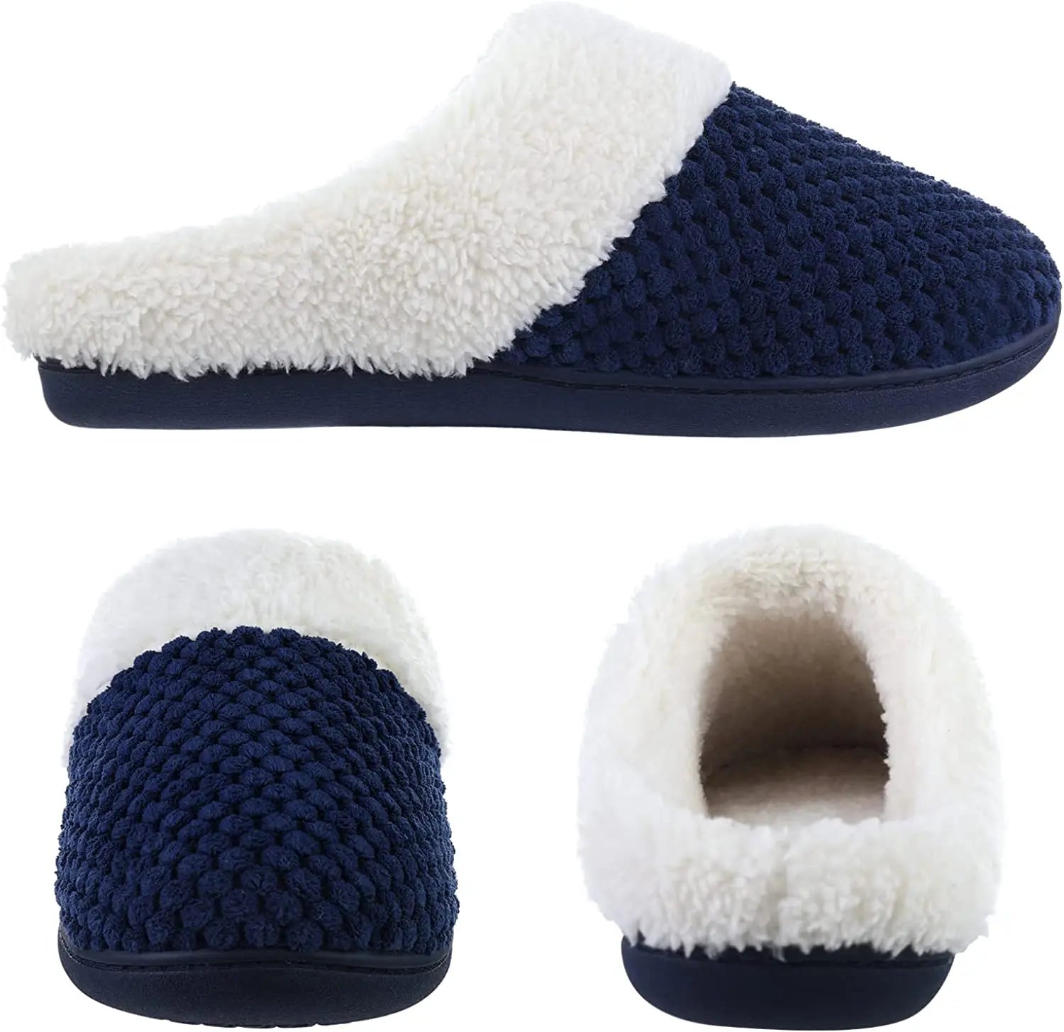 Unisex Winter House Slippers Anti-Slip Fluffy Warm Memory Foam Cotton Slippers With Durable Rubber Sole for Men & Women