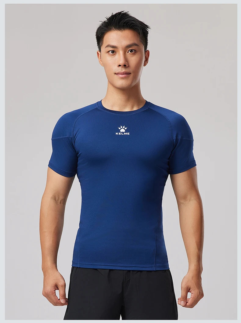 Fitness T-shirt Men's High Elasticity Breathable Tight Clothes Round Neck Basketball Running Training Short Sleeves