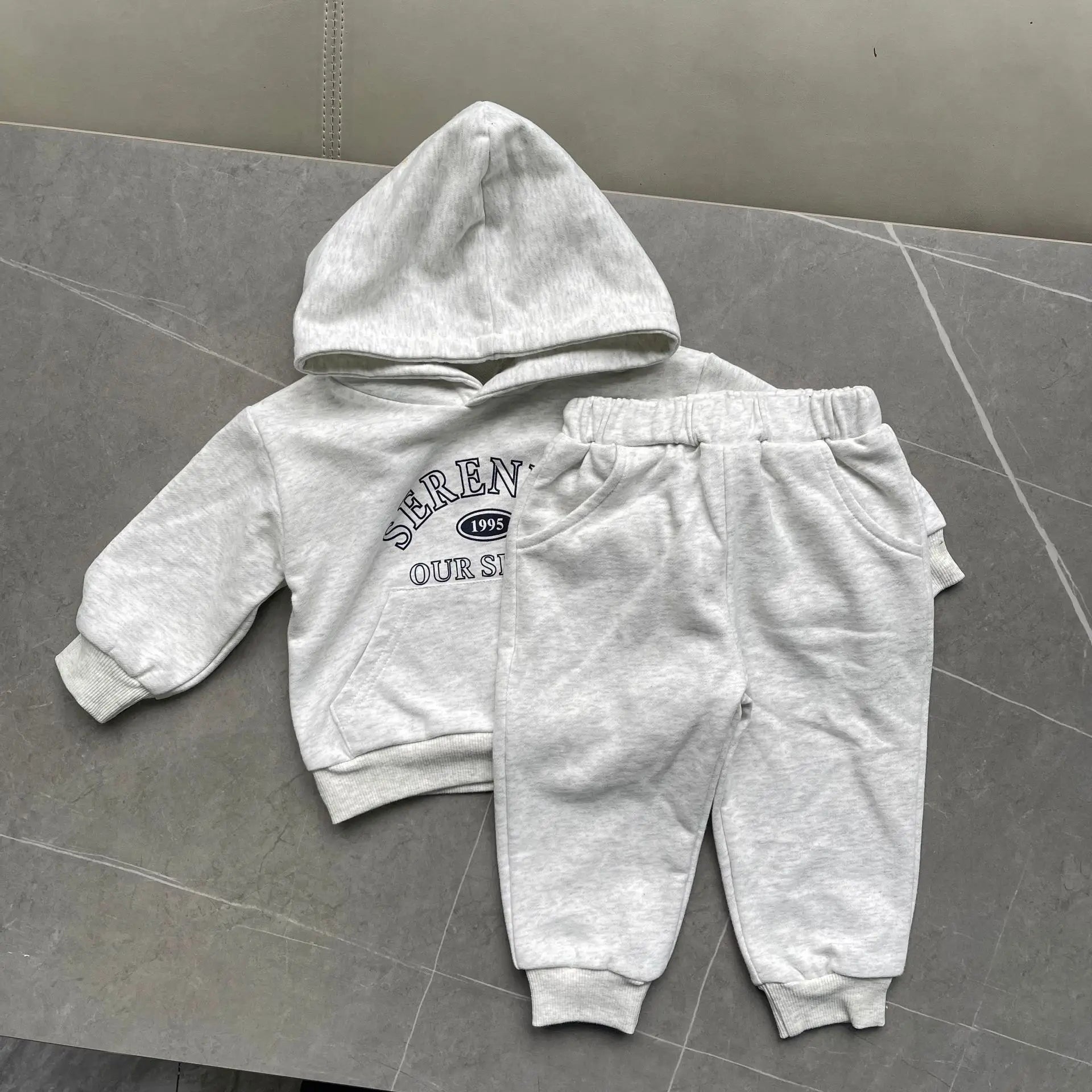 2025 Autumn Winter New Baby Letter Print Hooded Sweatshirt + Sweat Pants 2PCS Suit Boys Girls Casual Sports Set Kids Outfits 1-3Y