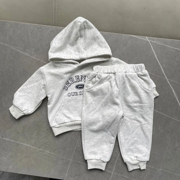 2025 Autumn Winter New Baby Letter Print Hooded Sweatshirt + Sweat Pants 2PCS Suit Boys Girls Casual Sports Set Kids Outfits 1-3Y