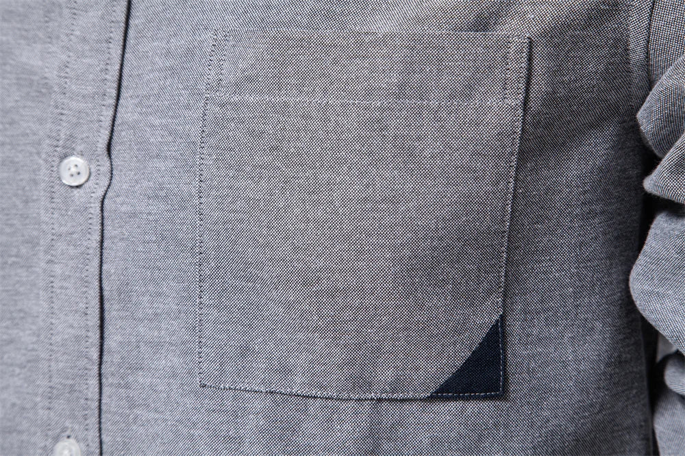 Men's Spring Patchwork Oxford Shirt Casual Wear Cotton Blend Pocket Shirts For Men