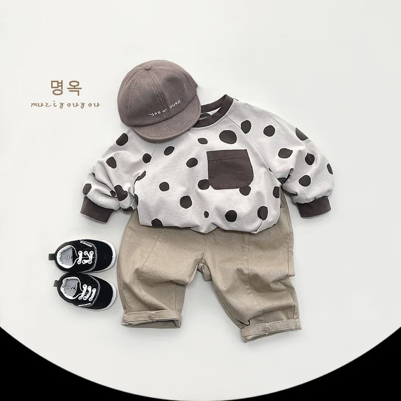 2025 Spring New Children Loose Trousers Toddler Pocket Casual Pants Infant Boys Girls Solid Versatile Harem Pants Kids Clothes Unisex