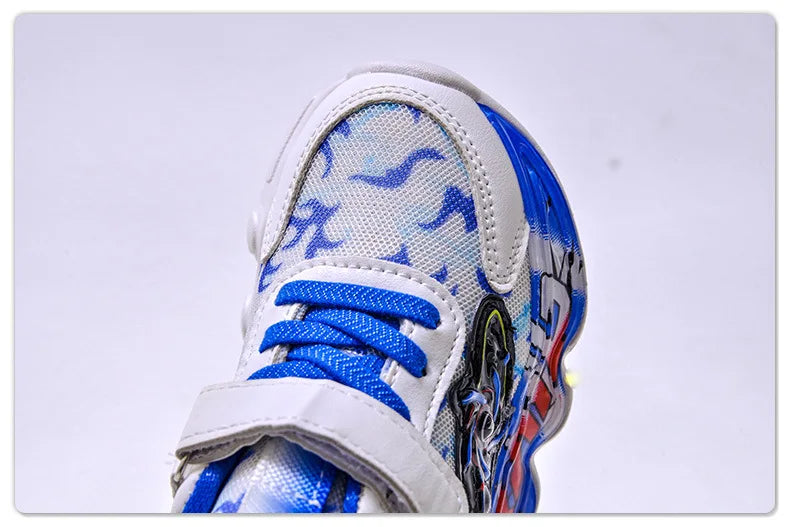 Disney Spider-Man Boys LED Light Up Sneakers  Red/Blue Kids Anti-Slip Outdoor Shoes Spring All-Day Comfort Size 21-31