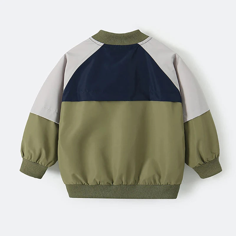 Nieuwe herfst kinderhonkbaljacks jongens casual losse patchwork jas kinderen simplicity buitenkleding winddichte stof 2-7 jaar jongens