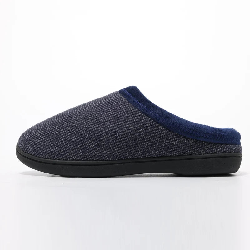 Men's Winter Warm Cotton Shoes Soft Memory Foam Casual Indoor Flat Slides Short Plush Male Fluffy Home Slippers