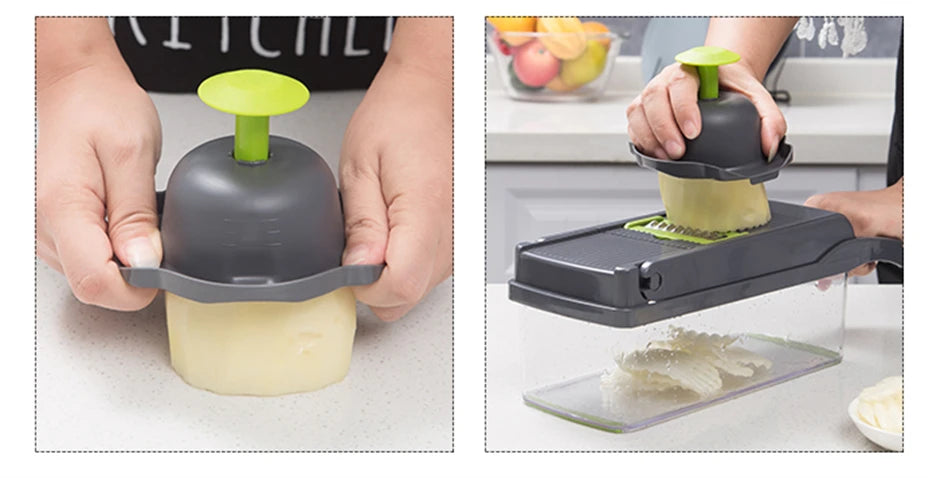 8-in-1 multifunctionele groentesnijder voor huishoudelijk gebruik, aardappelsnijder, keukenradijsrasp, keukengereedschap voor thuisgebruik, fruit en groenten