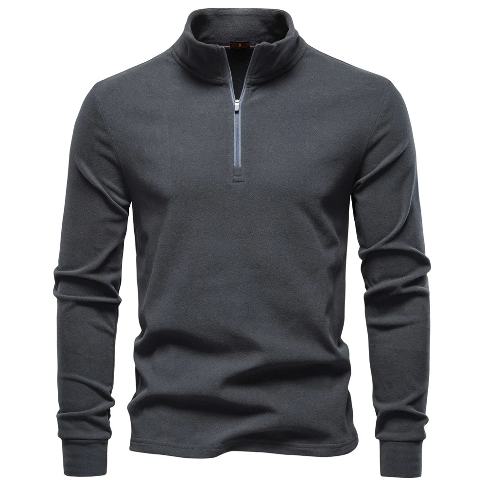 Men's Solid Colour Zipper Soft Shell Long Sleeve Sweatshirt Breathable Warm Pullover Casual Streetwear Jacket‌ For Men