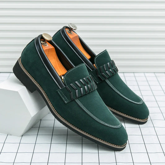 Formal Dress Oxford Shoes Men Green Suede Leather Male Business Formal Suit Shoes Over Size 38-48 Adult Leisure Walking Shoes