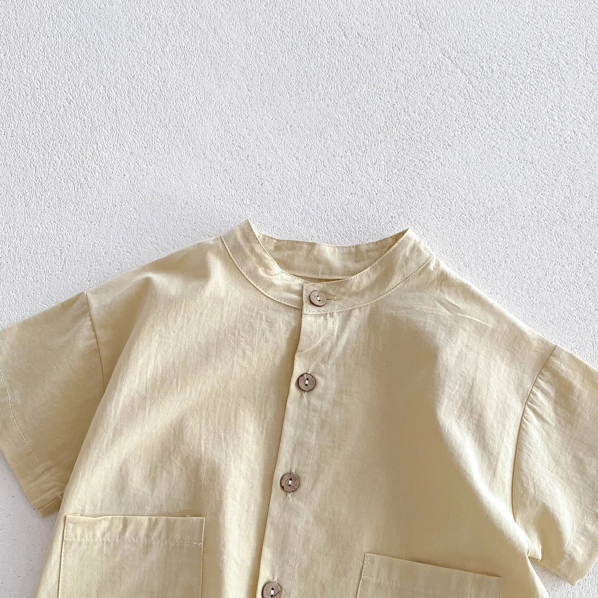 Summer Thin Short Sleeve T-shirt and Shorts Set Small Stand Collar Cool Toddler Boys Baby Girls 2PCS Casual Beach Suits 1-5Y Unisex