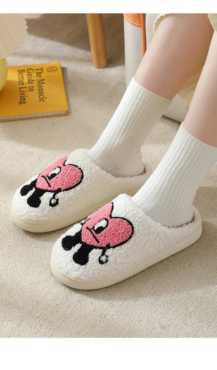 Unisex Christmas Winter Warm Cute Fluffy Slippers Suitable for Couple Bedroom Use and As Gift Cotton Shoes With Soft Sole Flat Shoes