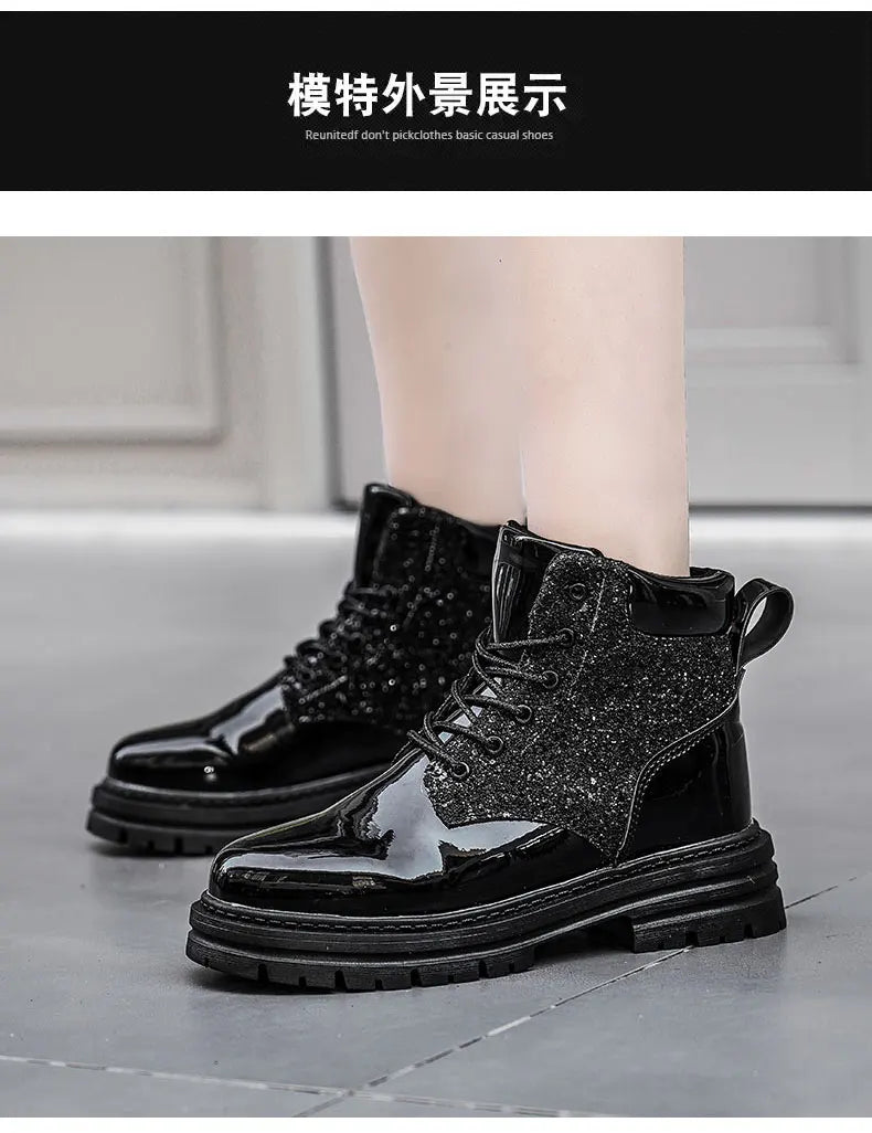 Fashion Women Casual Boots Black Outdoor Lady Luxury Brand Motorcycle Boot High Top Autumn Female Popular Leisure Walking Boots