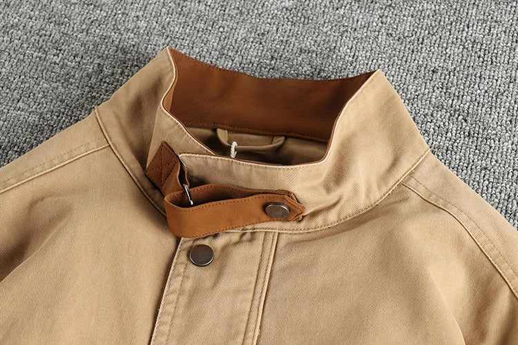 2025 Herfst en Winter Nieuwe Amerikaanse Retro Geweven M65 Cargo Jas Heren 100% Katoen Gewassen Losse Stoere Guy Outdoor Jachtjas