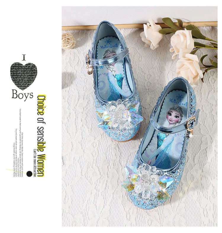 Fashion Elsa Princess Girl Shoes Frozen Cartoon Dress Shoes For Girls Fashion Party Shoes With High Heels Christmas Gifts