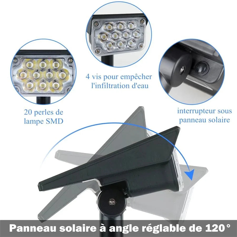 New 2 In 1 Solar Garden Light Adjustable Outdoor Wall Lamps Waterproof Super Bright Spotlights RGB Solar Landscape Lawn Lamps