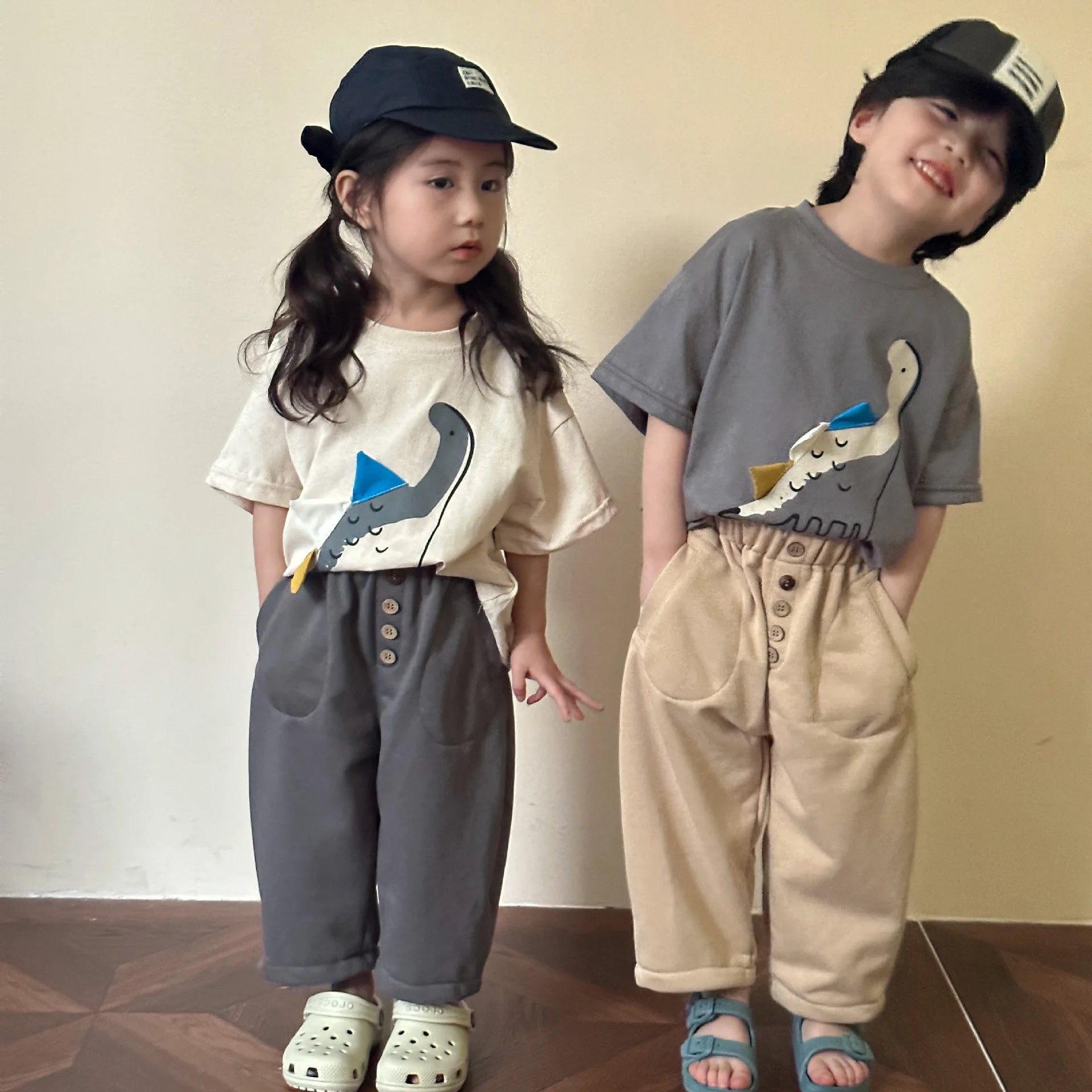 Kids Clothes Boys Dinosaur T-Shirts Summer Girls Tee Cotton Boys Half Sleeve Shirt 2-7Y Unisex
