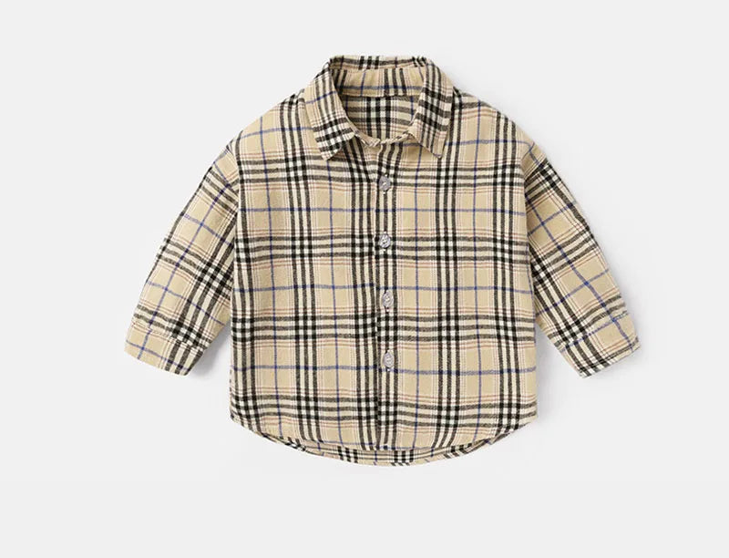Nieuwe lente kindershirt meisjes jongens dunne stijl kleur blok rooster blouse kinderen baby losse bovenkleding 1-6 jaar unisex