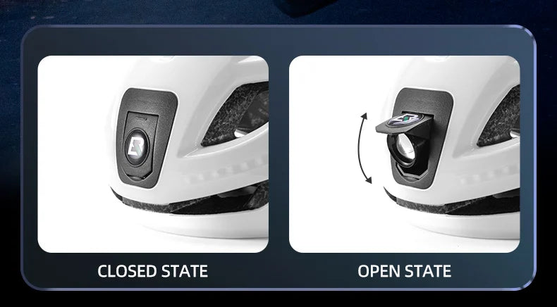 Cycling Light Helmet Type-C Charging Electric Bicycle Helmet Front Light Rear Light Warning Lamp Safety MTB Bike Helmet