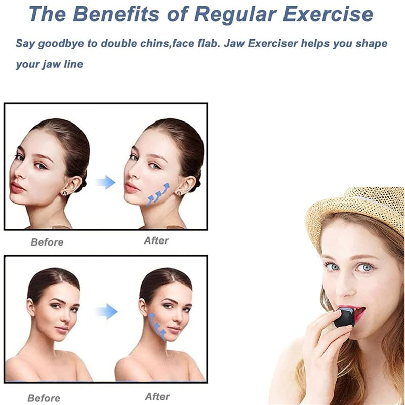 3 Pieces Set Food-Grade Silica Gel Jaw Exerciser with Lanyards - Jawline Chew And Bite Breaker For Face Fitness & Masseter Training