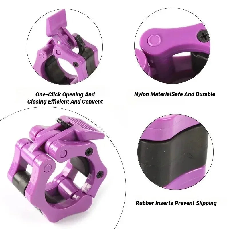 1Pair 50MM Spinlock & Collar Lock Clips For Weightlifting Bar - Quick Release Dumbbell Clamps