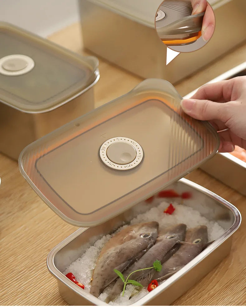 304 SS Airtight Leakproof Containers, BPA-Free - Fridge/Freezer/Microwave Safe, Stackable - Home/Kitchen Lunch Box Fruits/Meals