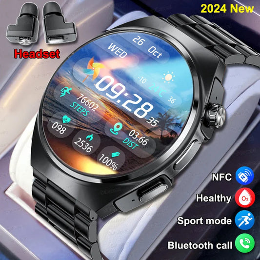 NFC Smart Watch 2 in 1 Multiple Sports GPS Track Health Monitor Custom Dial 1.53 Inch Headset Smartwatch - Compatible with HUAWEI & Xiaomi IOS