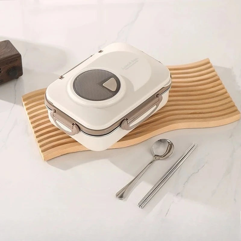 304 Stainless Steel Microwave Safe Partitioned Bento Box - Large Capacity Lunch Container for Students & Office Workers